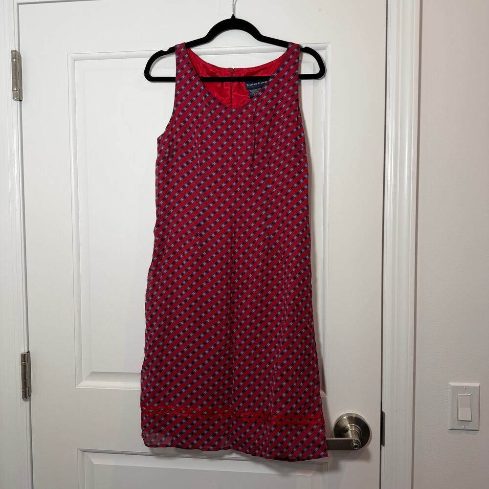Tristan & Iseut Red Geometric Sleeveless Dress Size 8